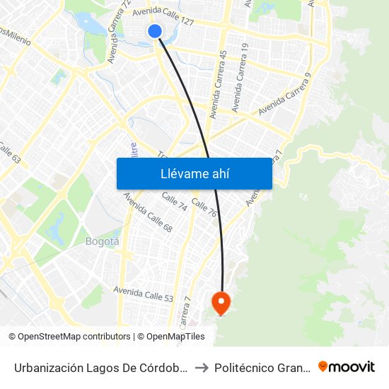 Urbanización Lagos De Córdoba (Av. Suba - Cl 120) to Politécnico Grancolombiano map
