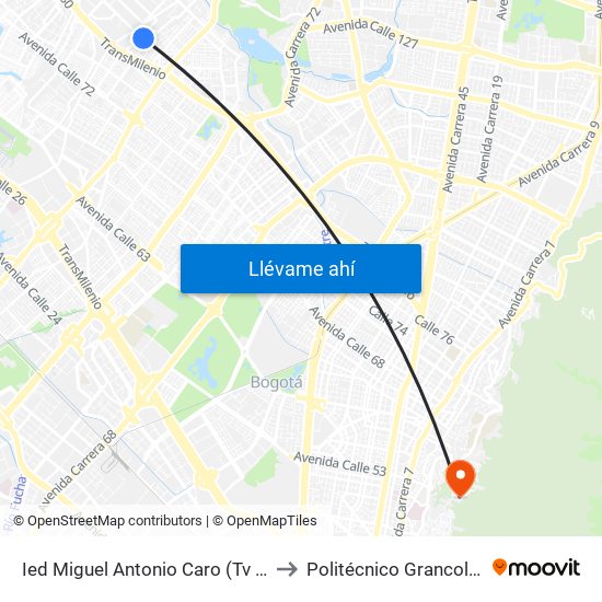 Ied Miguel Antonio Caro (Tv 94 - Cl 82a) to Politécnico Grancolombiano map