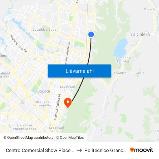 Centro Comercial Show Place (Ac 147 - Ak 7) to Politécnico Grancolombiano map