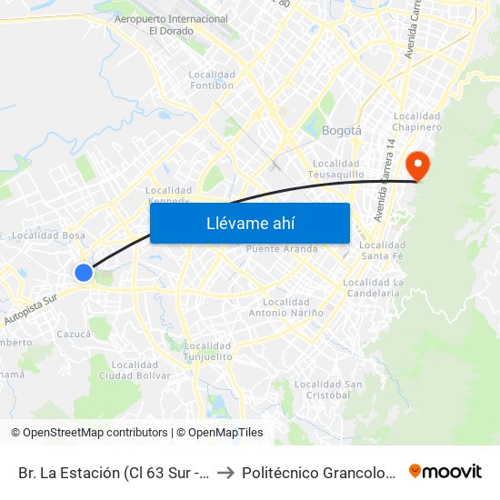Br. La Estación (Cl 63 Sur - Kr 78c) to Politécnico Grancolombiano map