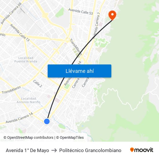 Avenida 1° De Mayo to Politécnico Grancolombiano map