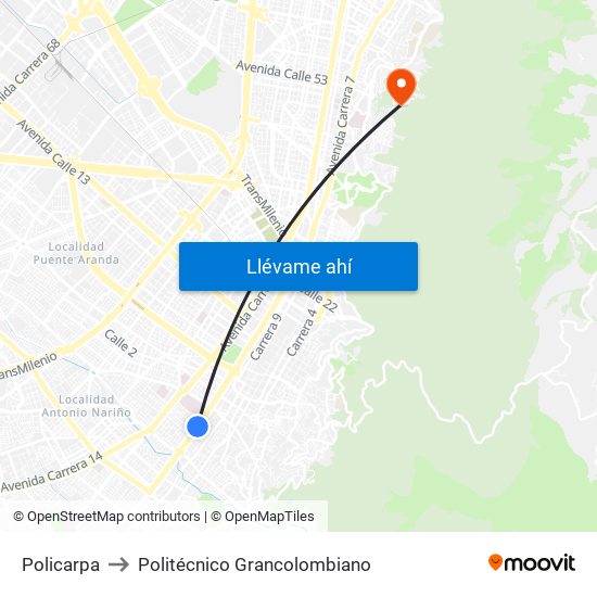 Policarpa to Politécnico Grancolombiano map