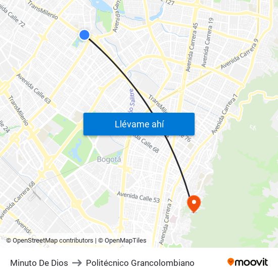 Minuto De Dios to Politécnico Grancolombiano map