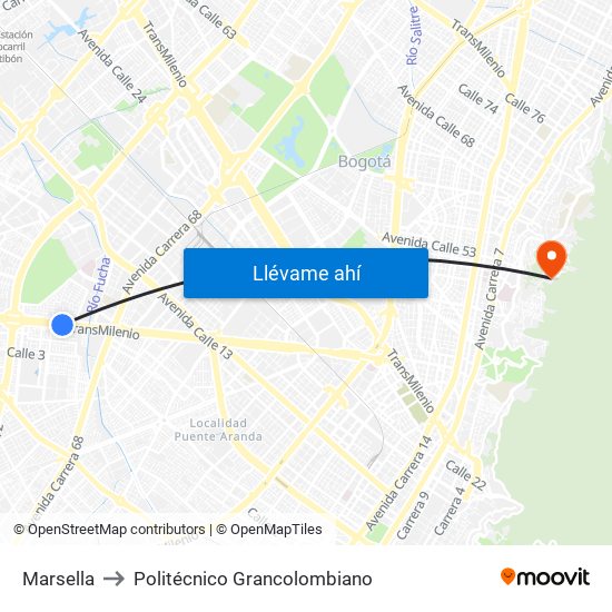 Marsella to Politécnico Grancolombiano map