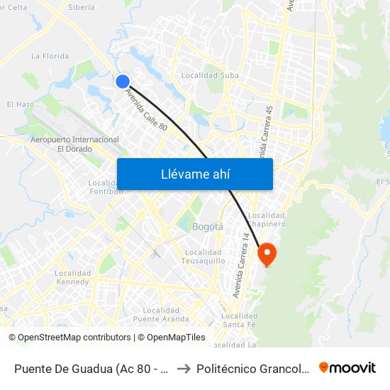 Puente De Guadua (Ac 80 - Kr 119) (B) to Politécnico Grancolombiano map