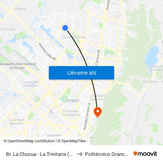 Br. La Chucua - La Trinitaria (Cl 139 - Kr 99) to Politécnico Grancolombiano map