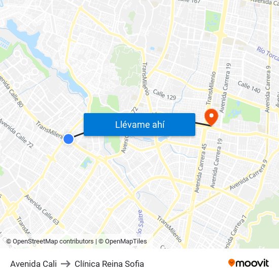 Avenida Cali to Clínica Reina Sofia map