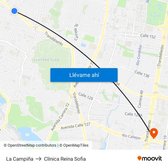La Campiña to Clínica Reina Sofia map