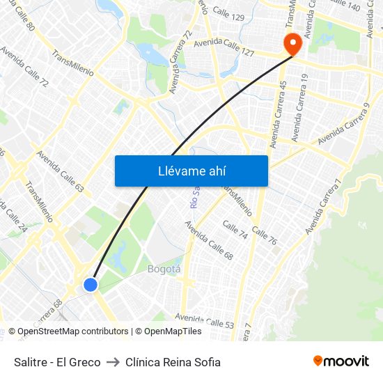 Salitre - El Greco to Clínica Reina Sofia map