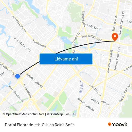 Portal Eldorado to Clínica Reina Sofia map