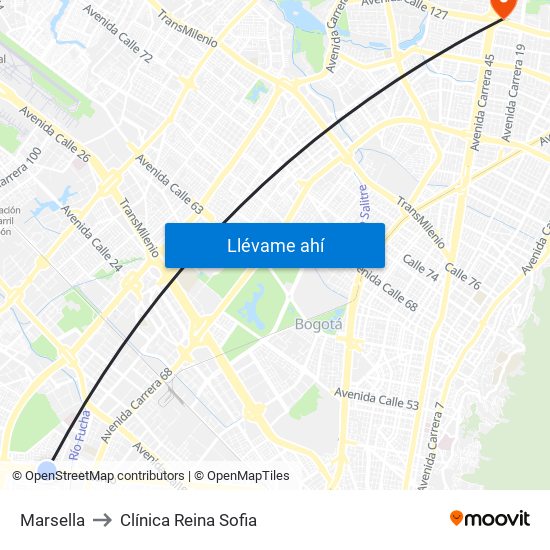 Marsella to Clínica Reina Sofia map