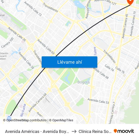 Avenida Américas - Avenida Boyacá to Clínica Reina Sofia map