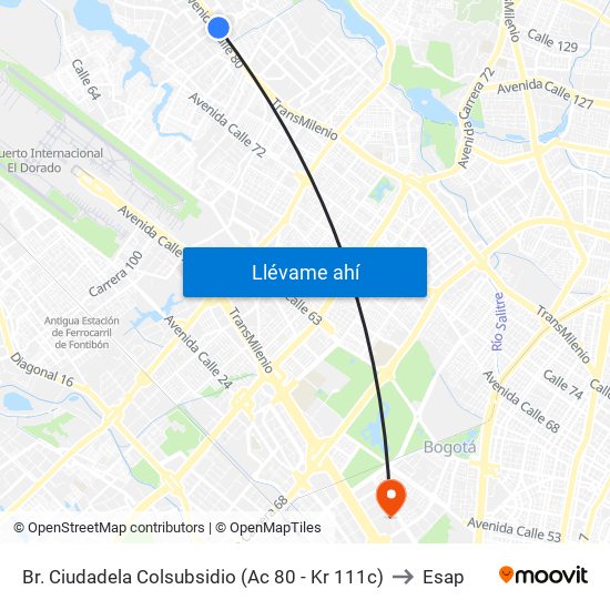 Br. Ciudadela Colsubsidio (Ac 80 - Kr 111c) to Esap map