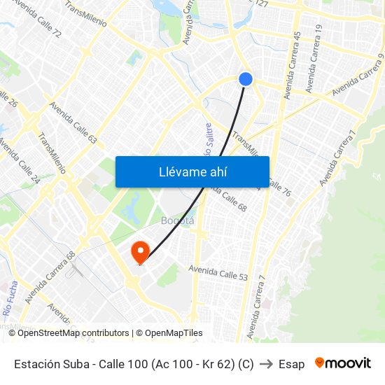Estación Suba - Calle 100 (Ac 100 - Kr 62) (C) to Esap map