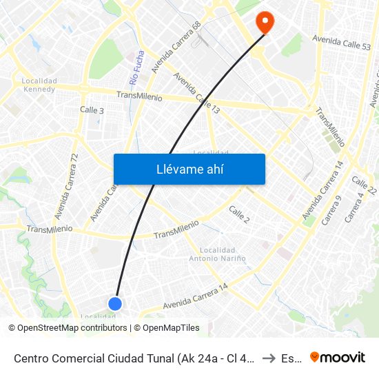 Centro Comercial Ciudad Tunal (Ak 24a - Cl 48b Sur) to Esap map