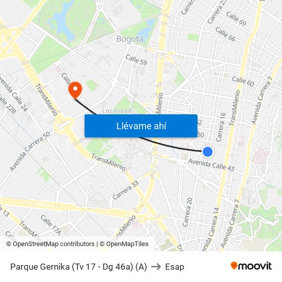 Parque Gernika (Tv 17 - Dg 46a) (A) to Esap map