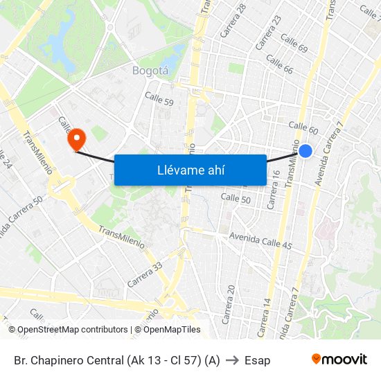 Br. Chapinero Central (Ak 13 - Cl 57) (A) to Esap map