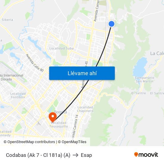 Codabas (Ak 7 - Cl 181a) (A) to Esap map