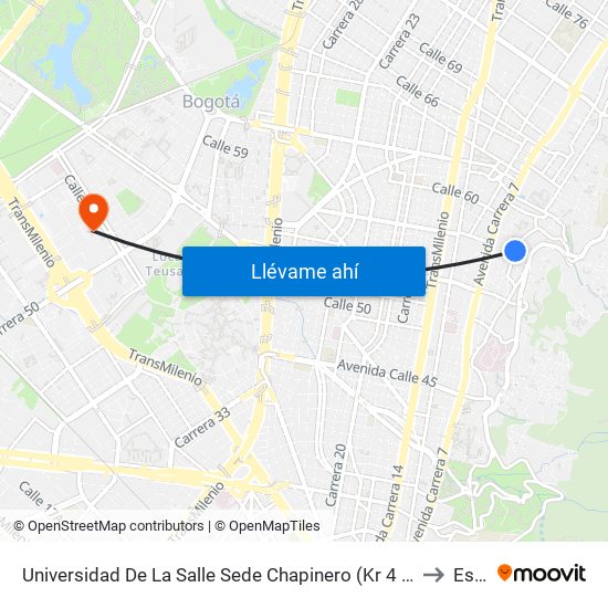 Universidad De La Salle Sede Chapinero (Kr 4 - Cl 58 Bis) to Esap map