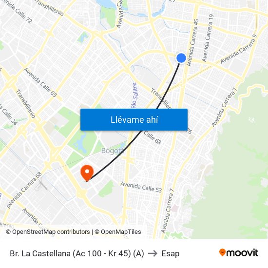 Br. La Castellana (Ac 100 - Kr 45) (A) to Esap map