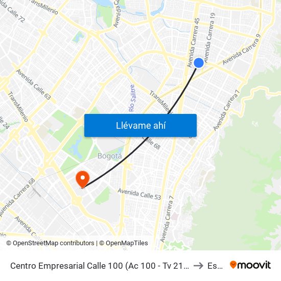 Centro Empresarial Calle 100 (Ac 100 - Tv 21) (C) to Esap map