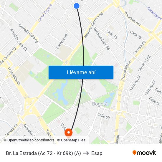 Br. La Estrada (Ac 72 - Kr 69k) (A) to Esap map