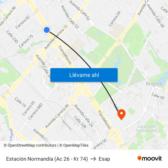 Estación Normandía (Ac 26 - Kr 74) to Esap map