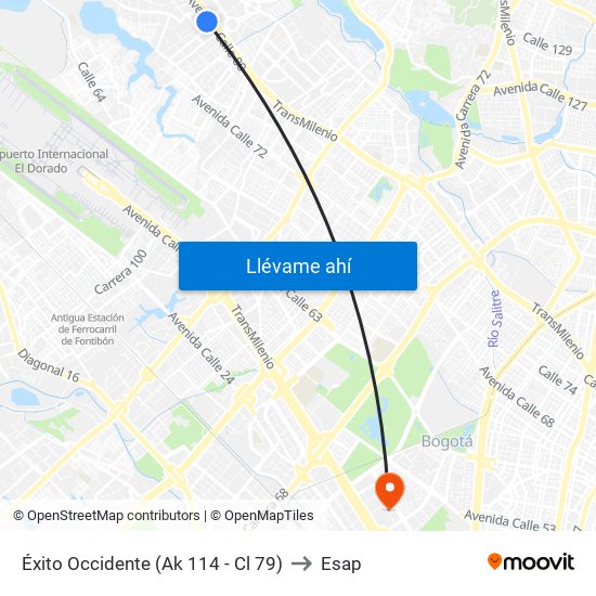 Éxito Occidente (Ak 114 - Cl 79) to Esap map