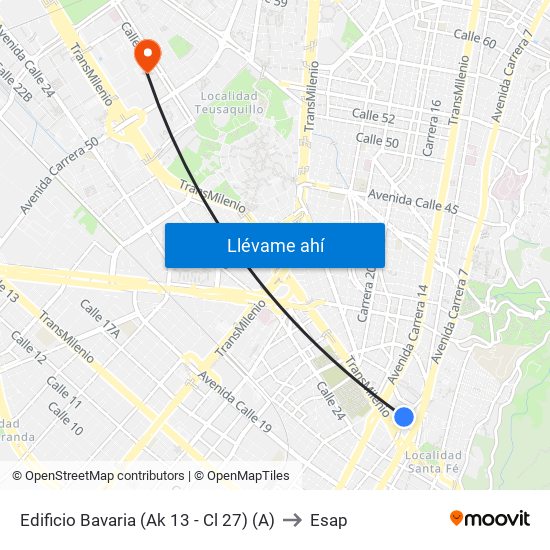 Edificio Bavaria (Ak 13 - Cl 27) (A) to Esap map