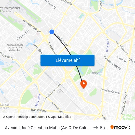 Avenida José Celestino Mutis (Av. C. De Cali - Ac 63) to Esap map