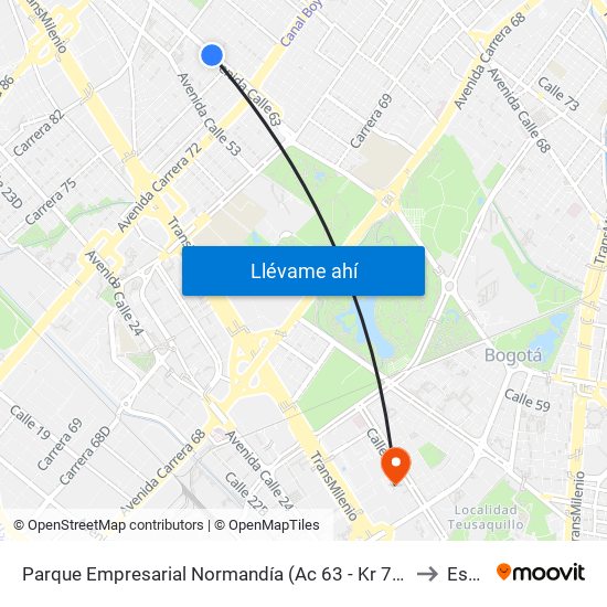 Parque Empresarial Normandía (Ac 63 - Kr 73a) to Esap map