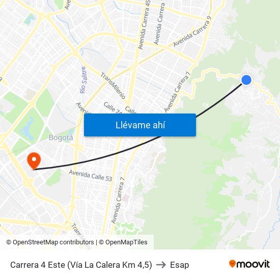 Carrera 4 Este (Vía La Calera Km 4,5) to Esap map