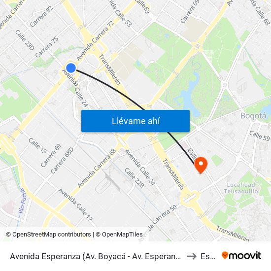 Avenida Esperanza (Av. Boyacá - Av. Esperanza) (A) to Esap map