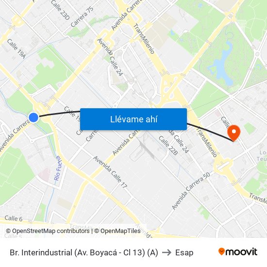 Br. Interindustrial (Av. Boyacá - Cl 13) (A) to Esap map