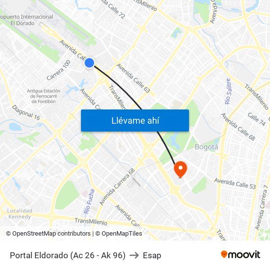 Portal Eldorado (Ac 26 - Ak 96) to Esap map