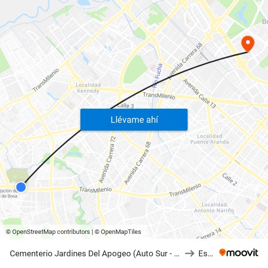 Cementerio Jardines Del Apogeo (Auto Sur - Tv 74) to Esap map