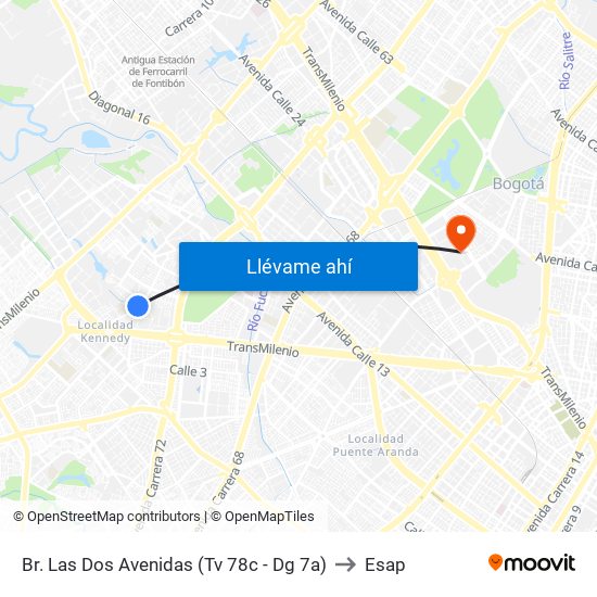 Br. Las Dos Avenidas (Tv 78c - Dg 7a) to Esap map