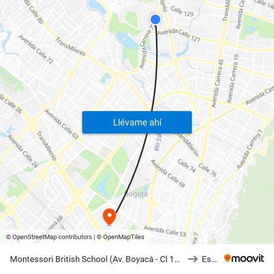 Montessori British School (Av. Boyacá - Cl 128) to Esap map