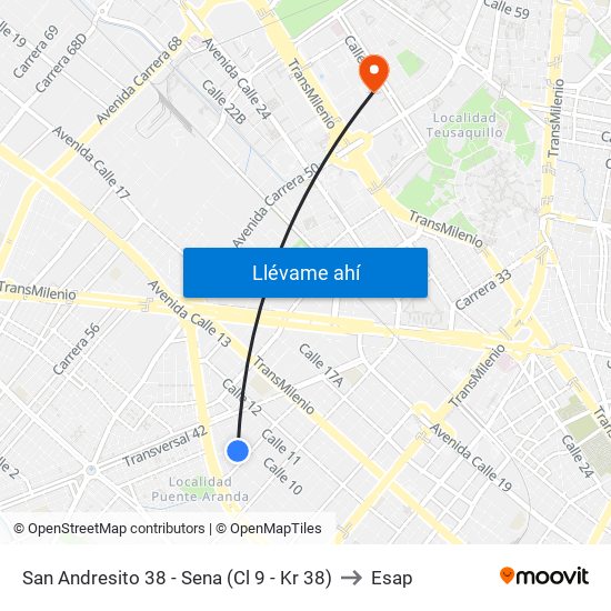 San Andresito 38 - Sena (Cl 9 - Kr 38) to Esap map