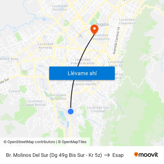 Br. Molinos Del Sur (Dg 49g Bis Sur - Kr 5z) to Esap map