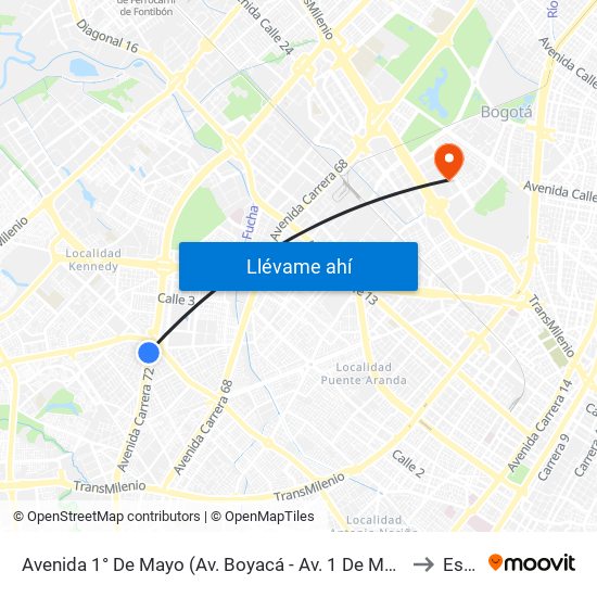 Avenida 1° De Mayo (Av. Boyacá - Av. 1 De Mayo) (A) to Esap map