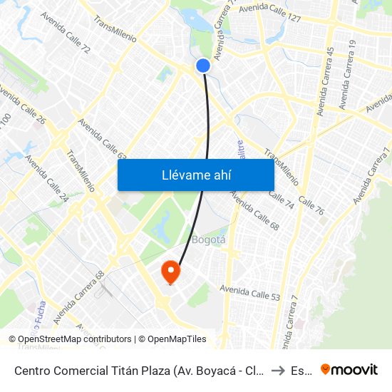 Centro Comercial Titán Plaza (Av. Boyacá - Cl 93) (B) to Esap map