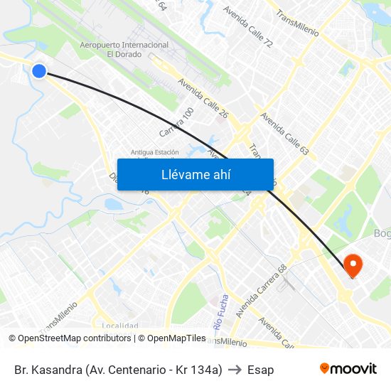 Br. Kasandra (Av. Centenario - Kr 134a) to Esap map