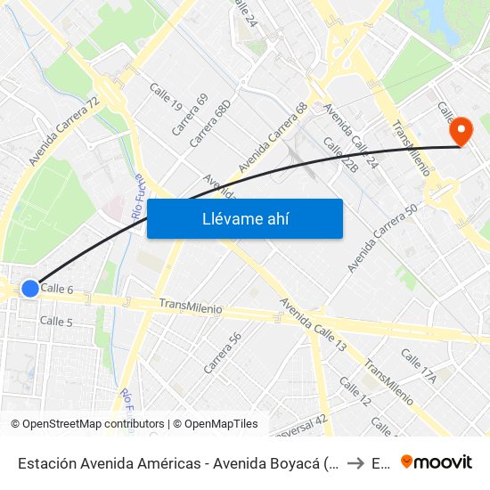 Estación Avenida Américas - Avenida Boyacá (Av. Américas - Kr 71b Bis) to Esap map
