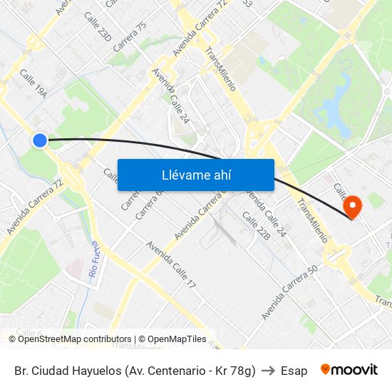 Br. Ciudad Hayuelos (Av. Centenario - Kr 78g) to Esap map