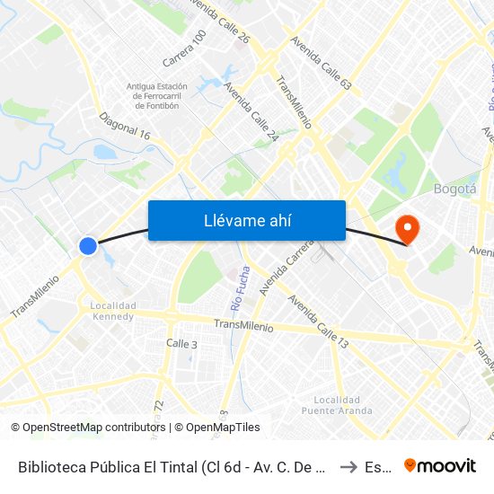 Biblioteca Pública El Tintal (Cl 6d - Av. C. De Cali) to Esap map