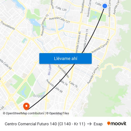 Centro Comercial Futuro 140 (Cl 140 - Kr 11) to Esap map