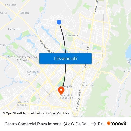 Centro Comercial Plaza Imperial (Av. C. De Cali - Av. Suba) to Esap map