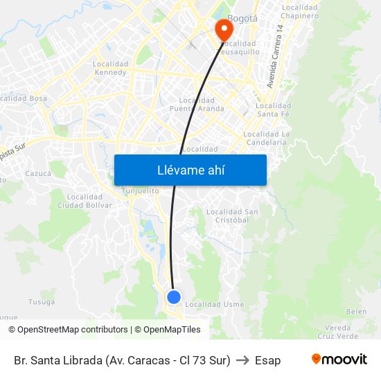 Br. Santa Librada (Av. Caracas - Cl 73 Sur) to Esap map