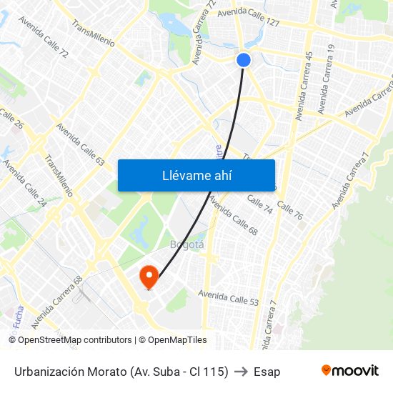 Urbanización Morato (Av. Suba - Cl 115) to Esap map